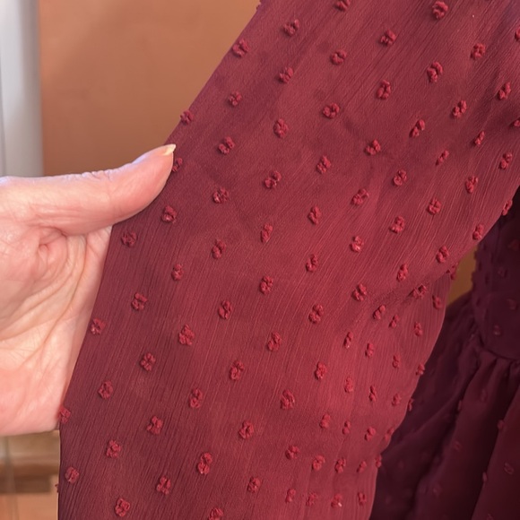 Andree by Unit Dot Blouse Maroon/Burgundy Medium - Picture 4 of 10